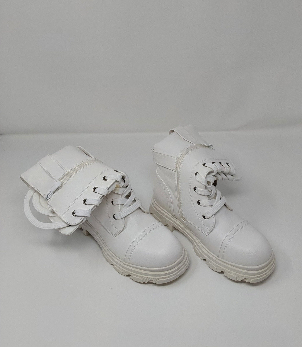 Dream Pairs Girls White Combat Boots Lace Up Chunky Sole Kids Sz 3 New With Box